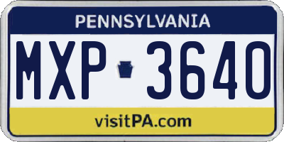 PA license plate MXP3640