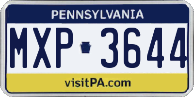 PA license plate MXP3644