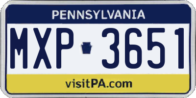 PA license plate MXP3651