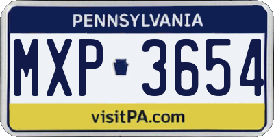 PA license plate MXP3654