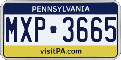 PA license plate MXP3665