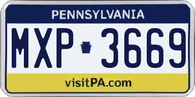 PA license plate MXP3669