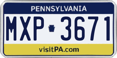 PA license plate MXP3671
