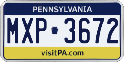 PA license plate MXP3672