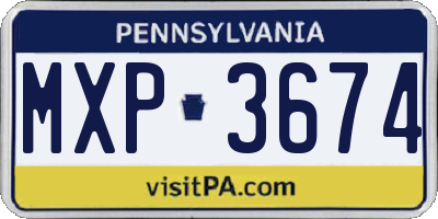 PA license plate MXP3674