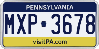PA license plate MXP3678