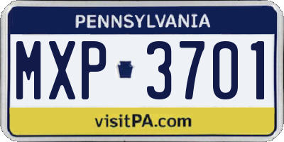 PA license plate MXP3701