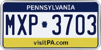 PA license plate MXP3703