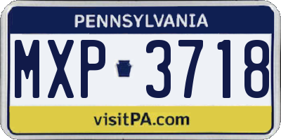 PA license plate MXP3718
