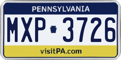 PA license plate MXP3726