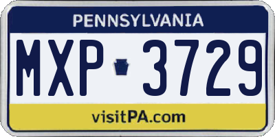 PA license plate MXP3729