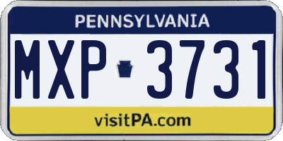 PA license plate MXP3731