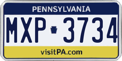 PA license plate MXP3734