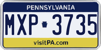 PA license plate MXP3735