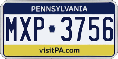 PA license plate MXP3756