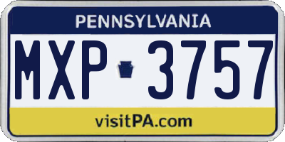 PA license plate MXP3757