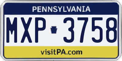 PA license plate MXP3758