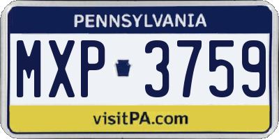 PA license plate MXP3759