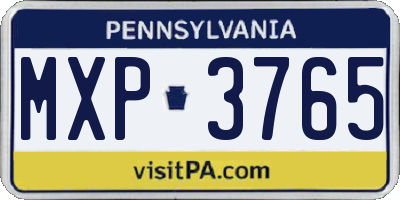 PA license plate MXP3765