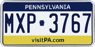 PA license plate MXP3767