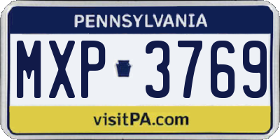PA license plate MXP3769