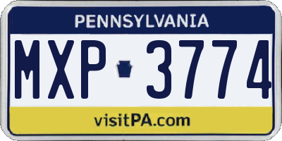 PA license plate MXP3774