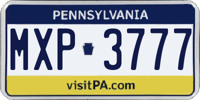 PA license plate MXP3777