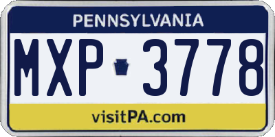 PA license plate MXP3778
