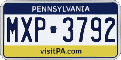 PA license plate MXP3792