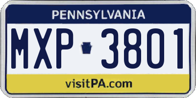 PA license plate MXP3801