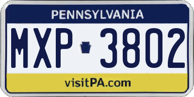 PA license plate MXP3802