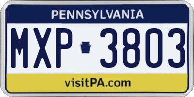 PA license plate MXP3803