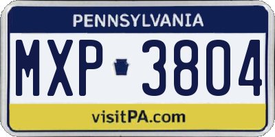 PA license plate MXP3804