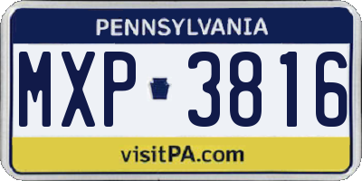 PA license plate MXP3816
