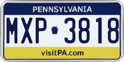 PA license plate MXP3818