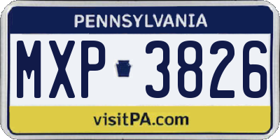 PA license plate MXP3826