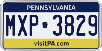 PA license plate MXP3829