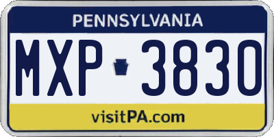 PA license plate MXP3830