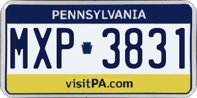 PA license plate MXP3831