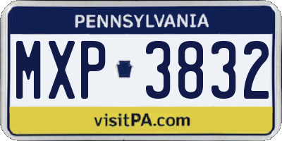 PA license plate MXP3832