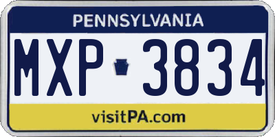 PA license plate MXP3834