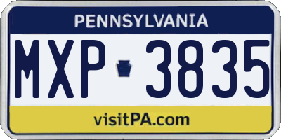 PA license plate MXP3835