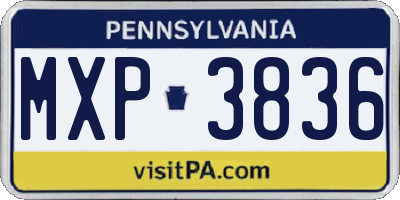 PA license plate MXP3836
