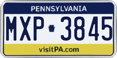 PA license plate MXP3845