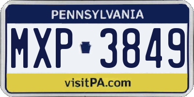 PA license plate MXP3849