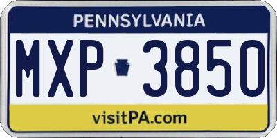 PA license plate MXP3850