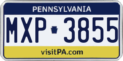 PA license plate MXP3855
