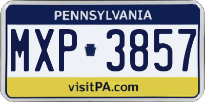 PA license plate MXP3857