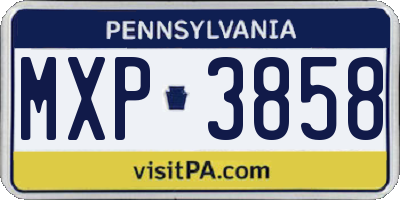 PA license plate MXP3858