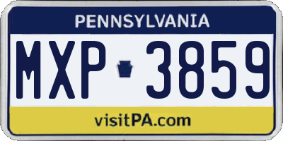 PA license plate MXP3859